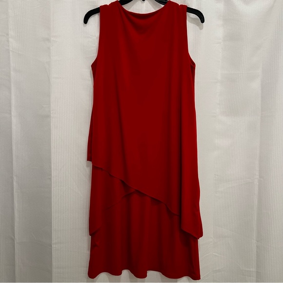 Susan Graver Regular Liquid Knit Sleeveless Tiered Asymmetrical Hem Dress - Picture 6 of 17